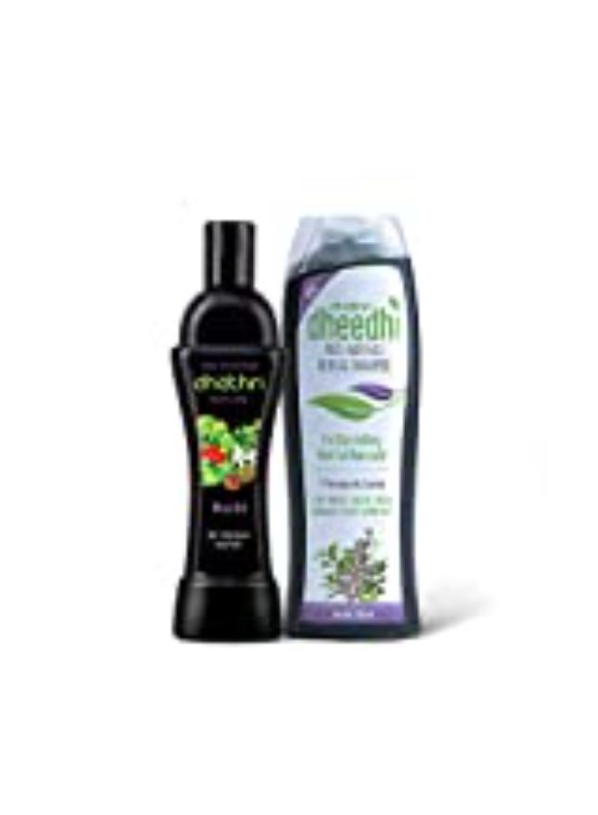 Herbal Anti Hair Fall & Intense Growth Combo With Hair Care Plus Oil (100 Ml) + Dheedhi Anti- Hair Fall Herbal Shampoo (200Ml) No Harmful Chemicals & Parabens