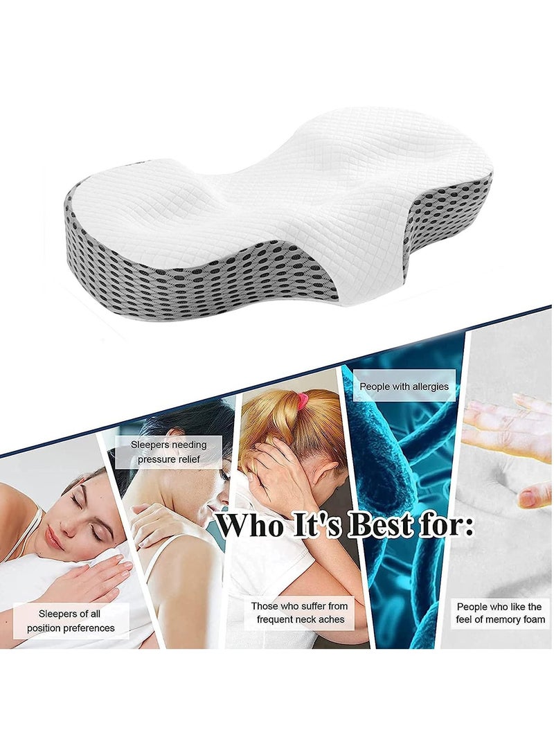 Cervical Memory Foam Pillow, Contour Pillows for Neck and Shoulder Pain, Ergonomic Orthopedic Sleeping Neck Contoured Support Pillow for Side Sleepers, Back Sleepers