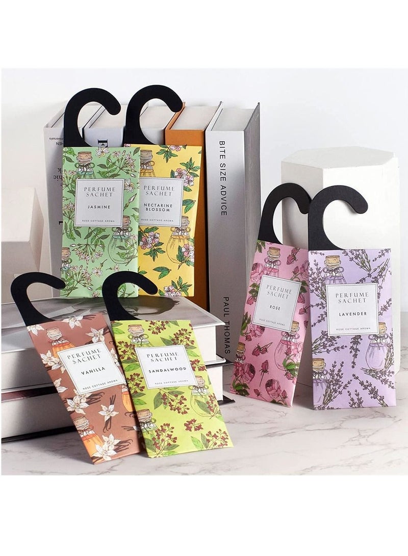 6 Scents of Floral Hanging Sachet Closet Deodorizer 1 Pack 12 Pcs Scent Sachet Drawer Freshener Closet Air Freshener Scented Deodorizer Freshener for Home Car Long Lasting Scented Sachets Smell Goods