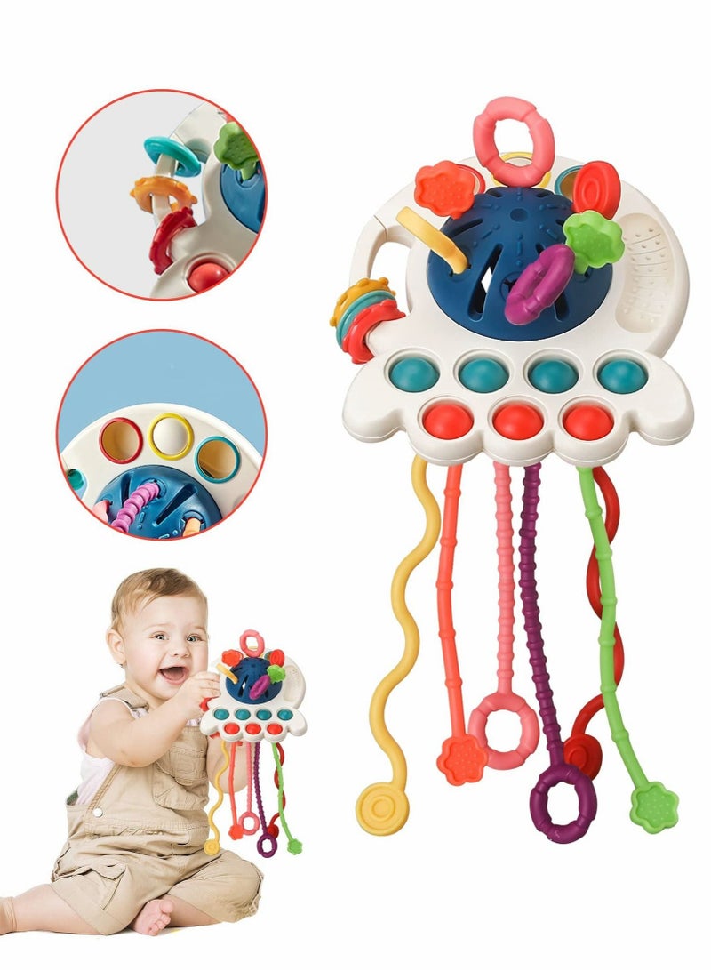 Octopus Silicone Pull String Learning Toys, Montessori Toys for 1 Year Old, Baby Sensory Toys 6-12-18 Months, Bath Travel Teething Toys for Toddlers 1-3, Birthday Gifts for Boys and Girls