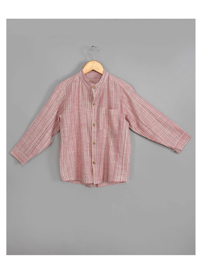 Pure cotton stripe pattern shirt with cotton short set for boys