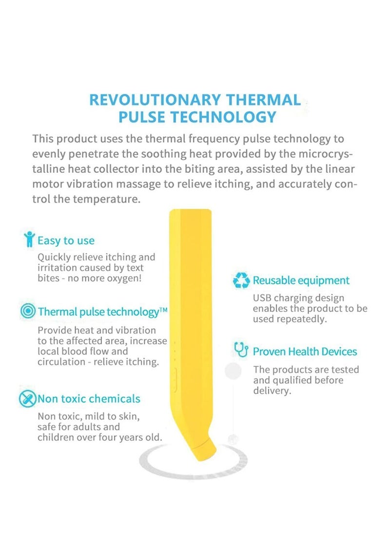 Nsect Sting Bite Relief Electronic Mosquito Bites Itching Treatment Tool Thermal Frequency Pulse antipruritic Stick Fast Symptom Relief,Reduce Pain Portable USB Rechargeable