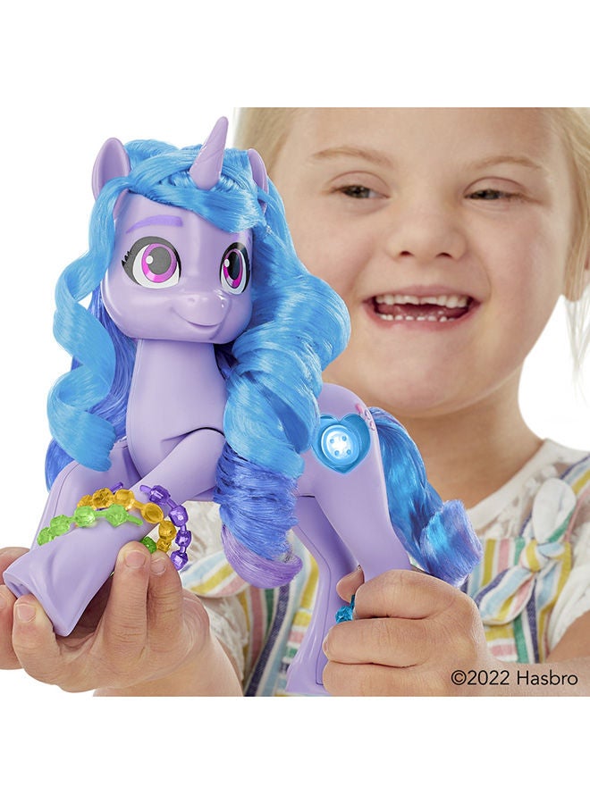 Make Your Mark Toy See Your Sparkle Izzy Moonbow -- 8-Inch Purple Pony that Sings, Speaks, and Lights Up for Kids Ages 5+