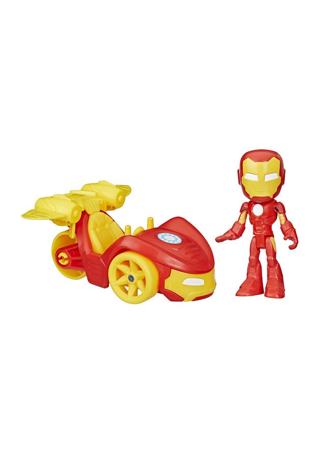 Marvel Spidey and His Amazing Friends Iron Racer Set, Action Figure with Vehicle and Accessory, Marvel Toys, Preschool Toys, Super Hero Toys