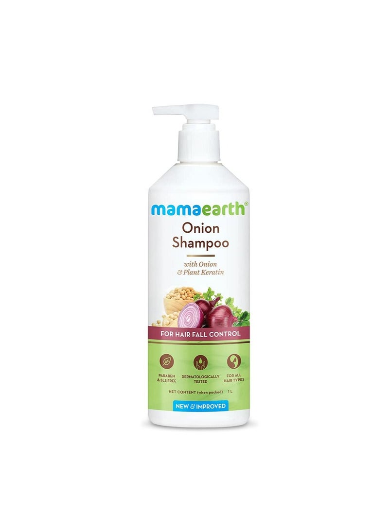 Mamaearth Onion Shampoo for Hair Growth and Hair Fall Control with Onion and Plant Keratin - 1 Litre