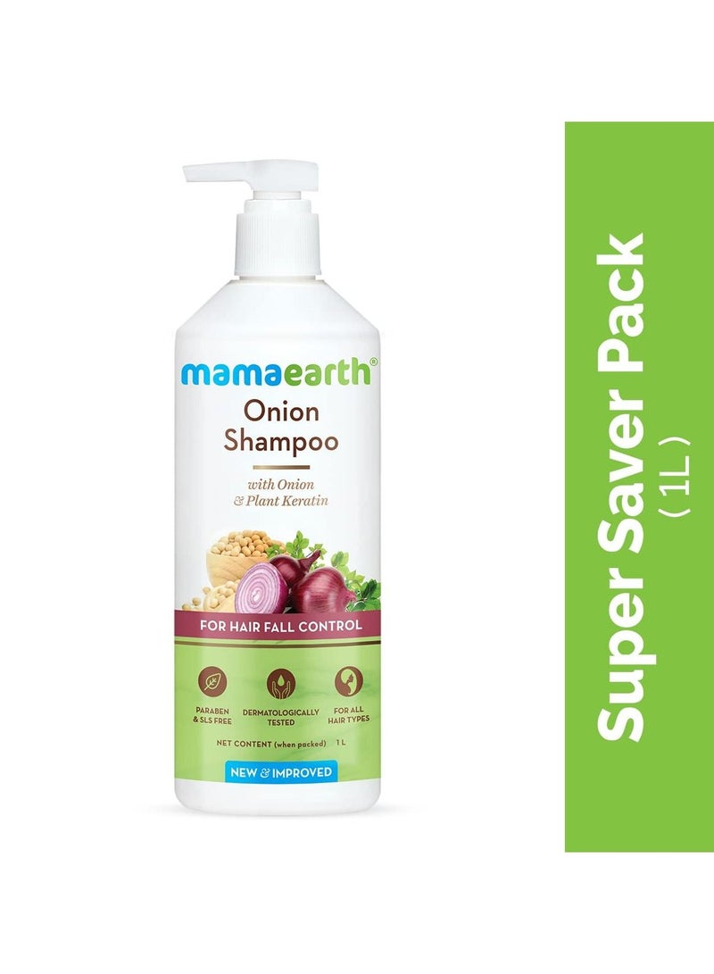 Mamaearth Onion Shampoo for Hair Growth and Hair Fall Control with Onion and Plant Keratin - 1 Litre