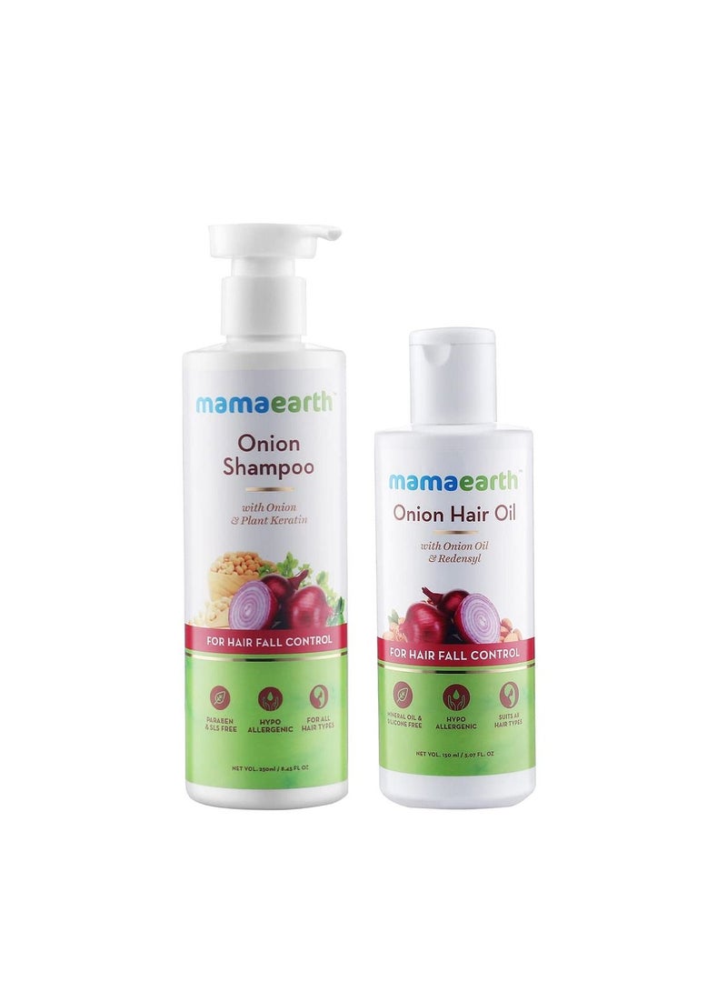 Mamaearth Anti Hair Fall Express Spa Range Hair Care Set with Onion Hair Oil + Onion Shampoo for Hair Fall Control 250ml