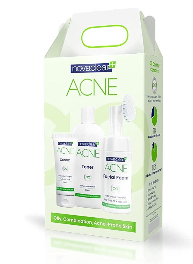 Novaclear Acne Kit Facial Foam 100ml, Toner 150ml, Cream 40ml