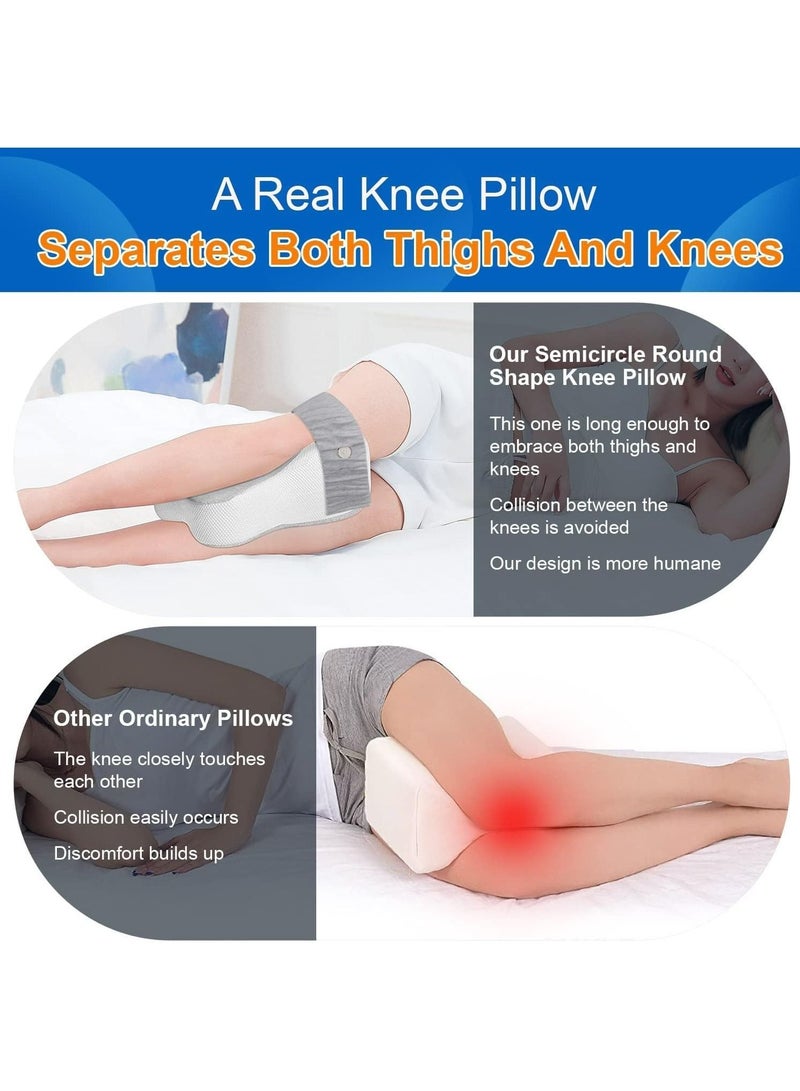 Real Knee Pillow for Side Sleepers Separates The Knees for More Comfort, Semicircle Round Shape Leg Pillows for Sleeping Promote Sleeping