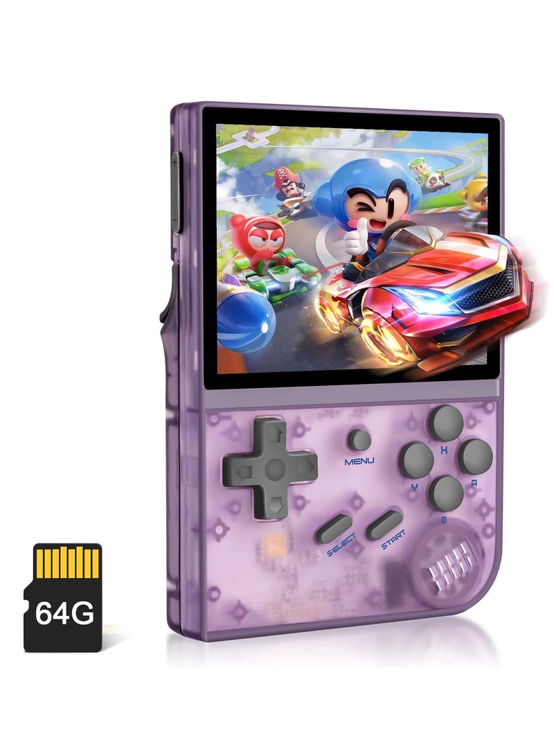 RG35XX Handheld Game Console 3.5 Inch IPS Screen Linux System Retro Video Games Consoles Portable Pocket Video Player 5000+ Games (Purple-64G)