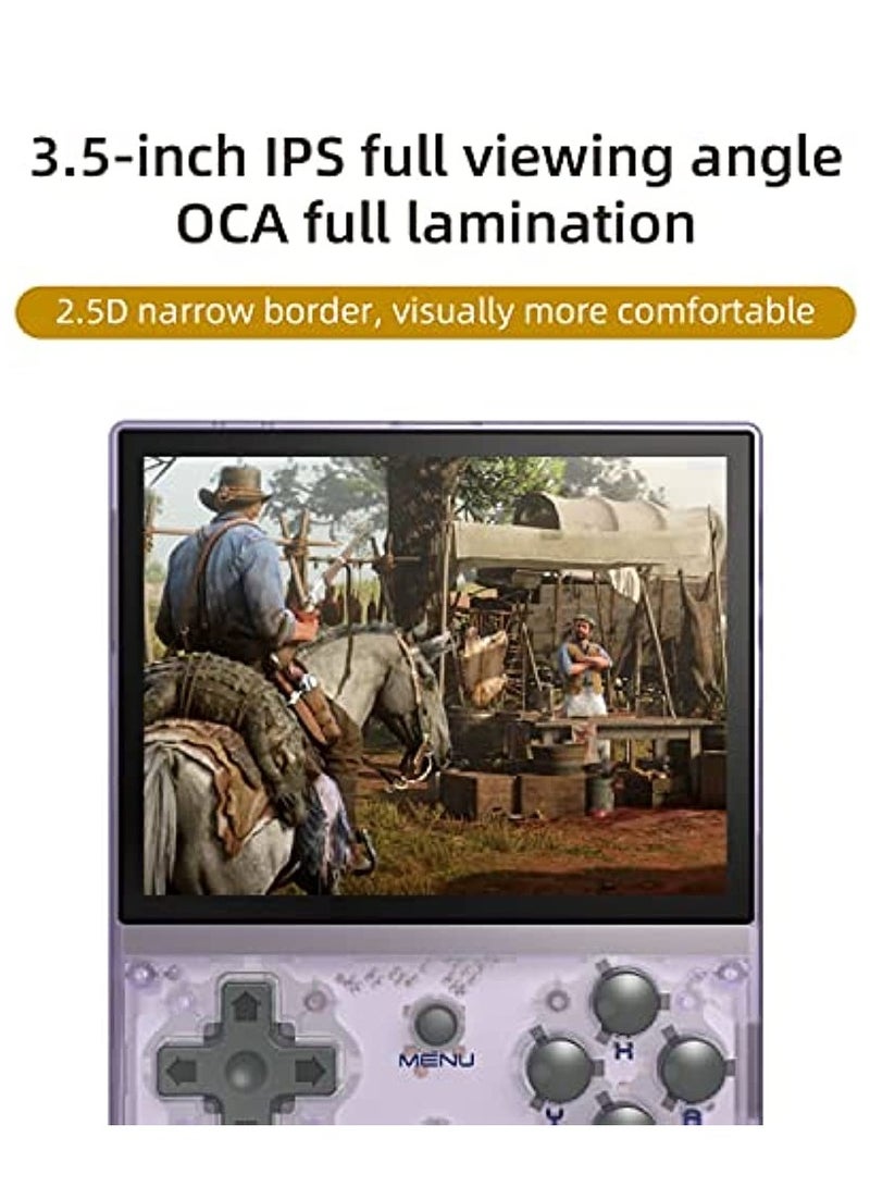 RG35XX Handheld Game Console 3.5 Inch IPS Screen Linux System Retro Video Games Consoles Portable Pocket Video Player 5000+ Games (Purple-64G)