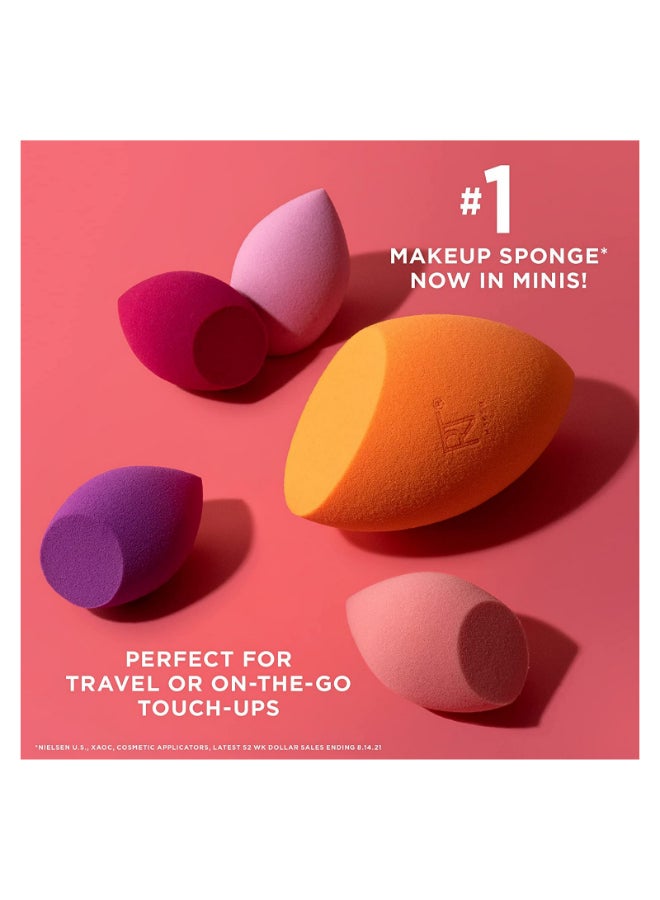 Flawless Base Brush Set With Ultra Plush Custom Cut Synthetic Bristles and Extended Aluminum Ferrules with 4 Mini Miracle Complexion Sponges Multicolour