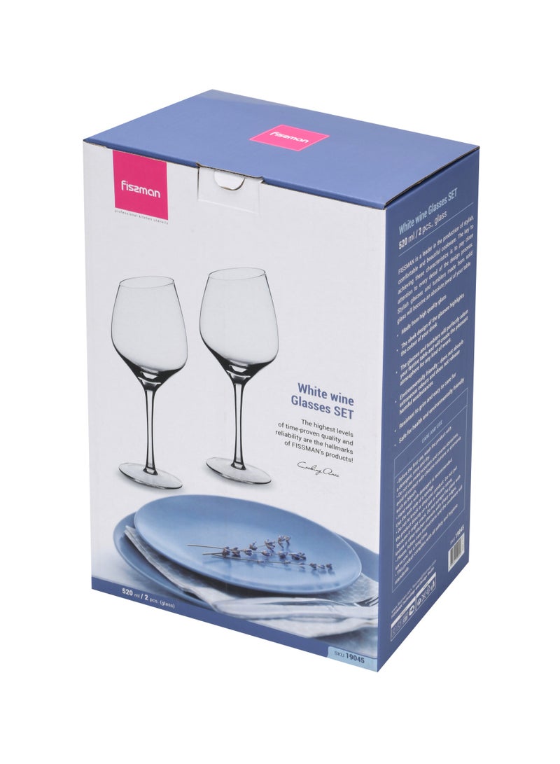 2pc Glass White Wine Set 520ml