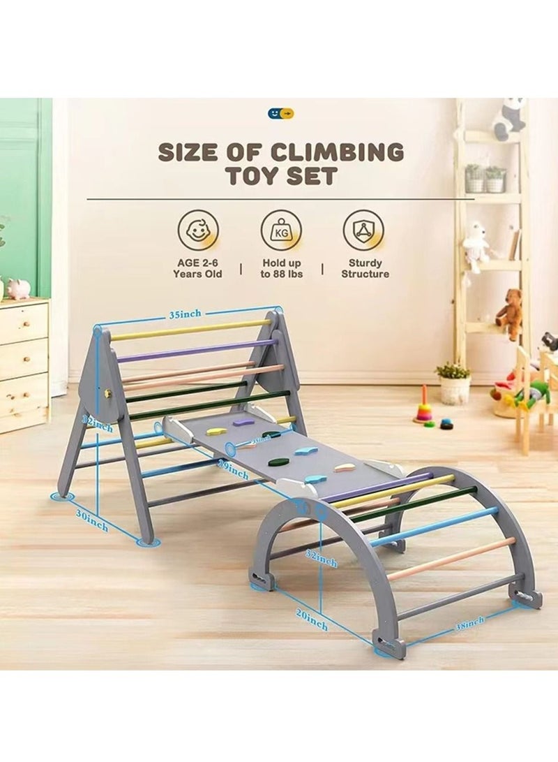 Wooden Climbing Triangle Foldable Climbing Triangle Ladder Toy With Slide And Climbing Arch Indoor Outdoor Playground Toddler Climbing Toy