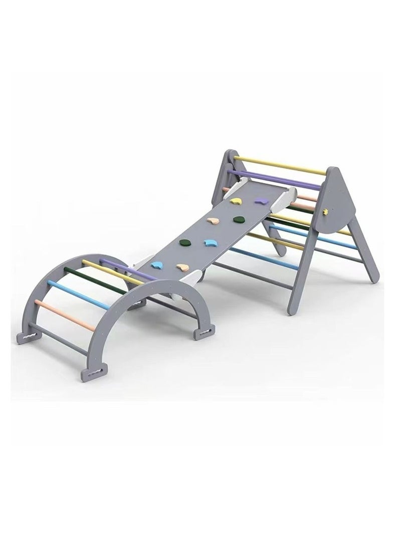 Wooden Climbing Triangle Foldable Climbing Triangle Ladder Toy With Slide And Climbing Arch Indoor Outdoor Playground Toddler Climbing Toy