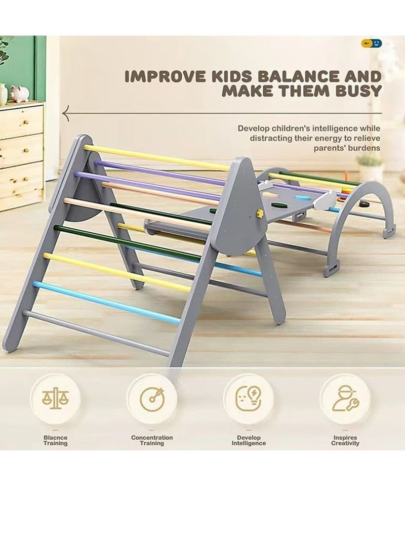 Wooden Climbing Triangle Foldable Climbing Triangle Ladder Toy With Slide And Climbing Arch Indoor Outdoor Playground Toddler Climbing Toy