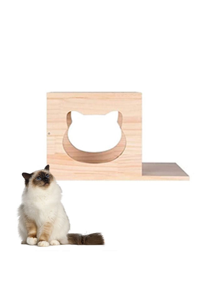 Cat Wall Shelf, Cat Wall Furniture Set and Wall Perch, Floating Cat Wooden Climbing Furniture with 4 Cat Shelves, 2 Cat Houses, 2 Ladders and 1 Cat Scratching Post (cat house)