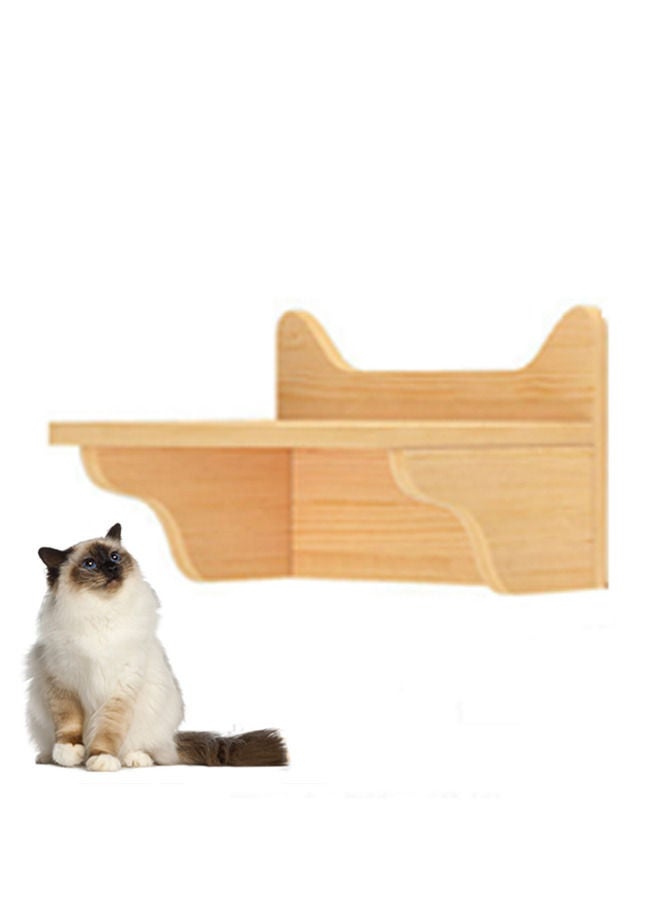 Cat Wall Shelf, Cat Wall Furniture Set and Wall Perch, Floating Cat Wooden Climbing Furniture with 4 Cat Shelves, 2 Cat Houses, 2 Ladders and 1 Cat Scratching Post (diving platform(L))