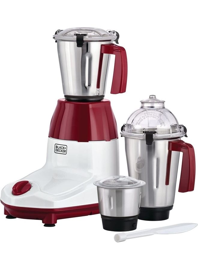 3-in-1 Multifunctional Mixer Grinder with 3 Jars Set: Blender, Wet & Dry Grinder and a Chutney Jar Years Warranty 750 W MG750-B5 white and red