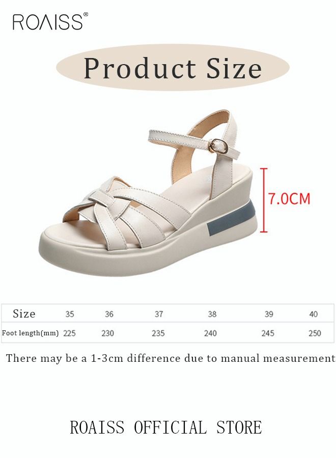 Wedge Sandals for Women Comfortable Open Toe Sandals Casual Summer Buckle Open Toe Ankle Strap Platform Sandals Platform Wedge Heels Sandals Rubber Sole Shoes