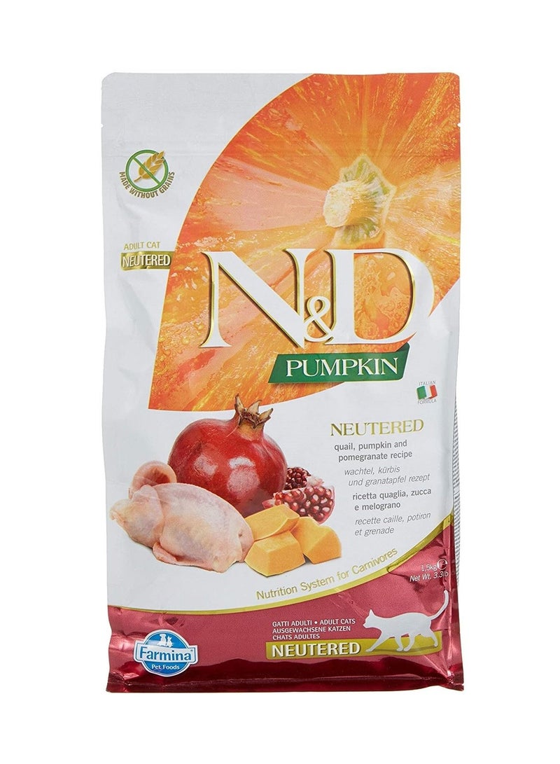 Farmina N&D Quail, Pumpkin and Pomegranate Dry Neutered Cat Food, 1.5 Kg