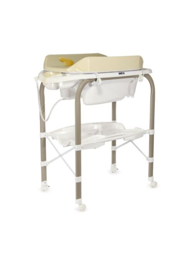 Changing Table - Beige  - Soft Changing Mat - From 0 - 6 Months Old Baby, With Storage, Made In Italy, Changing Diaper Station For Infant And Nursery, Foldable, Portable With 4 Wheels