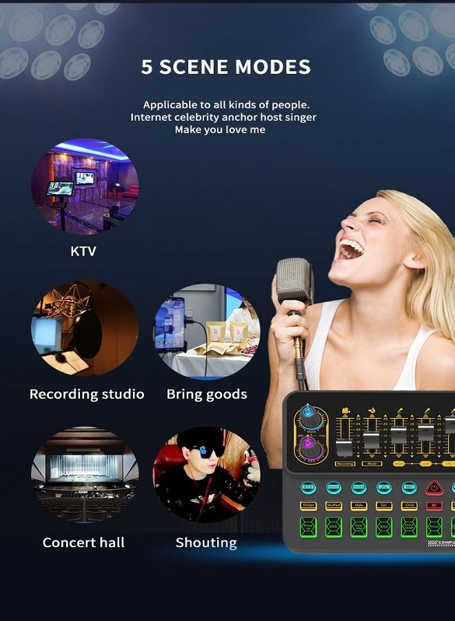 Sound Card Microphone Podcast Package Is Specially Designed For Live Broadcast And Music And Short Video Recording.