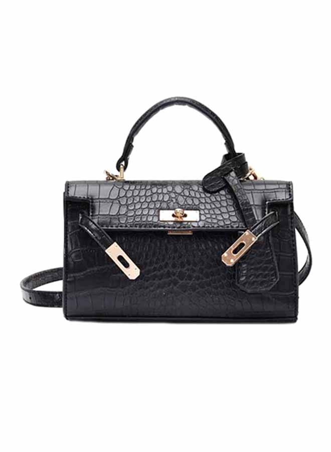 Retro Elegant Stylish Alligator Satchel Black