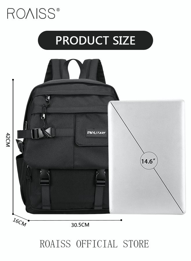 Stylish Large Capacity Travel Backpack with Multi-Layer Convenient Storage Wear-Resistant Solid Color Simple Design Backpack for Travel