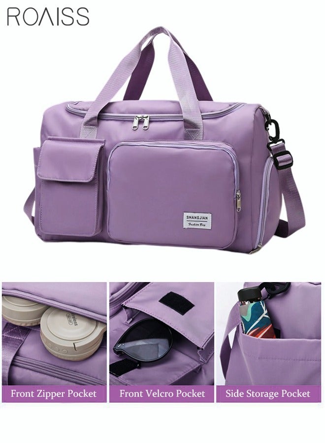 Duffle Bag for Women Sports with Wet Pocket Shoe Compartment Overnight Weekender Travel Bag Thicken Sports Tote Gym Bag Workout Carry on Bag with Adjustable Strap Purple