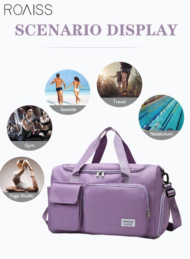 Duffle Bag for Women Sports with Wet Pocket Shoe Compartment Overnight Weekender Travel Bag Thicken Sports Tote Gym Bag Workout Carry on Bag with Adjustable Strap Purple