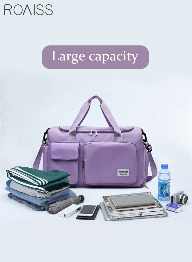 Duffle Bag for Women Sports with Wet Pocket Shoe Compartment Overnight Weekender Travel Bag Thicken Sports Tote Gym Bag Workout Carry on Bag with Adjustable Strap Purple