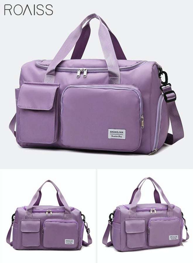 Duffle Bag for Women Sports with Wet Pocket Shoe Compartment Overnight Weekender Travel Bag Thicken Sports Tote Gym Bag Workout Carry on Bag with Adjustable Strap Purple