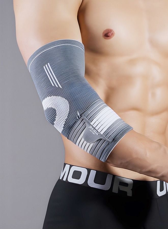 2 Pack Elbow Brace with Strap, Elbow Compression Sleeve 1 Pair, Adjustable Strap for Tennis Elbow Relief, Weightlifting, Arthritis, Workouts, Reduce Joint Pain During Fitness Activity, L