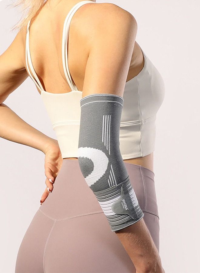 2 Pack Elbow Brace with Strap, Elbow Compression Sleeve 1 Pair, Adjustable Strap for Tennis Elbow Relief, Weightlifting, Arthritis, Workouts, Reduce Joint Pain During Fitness Activity, L