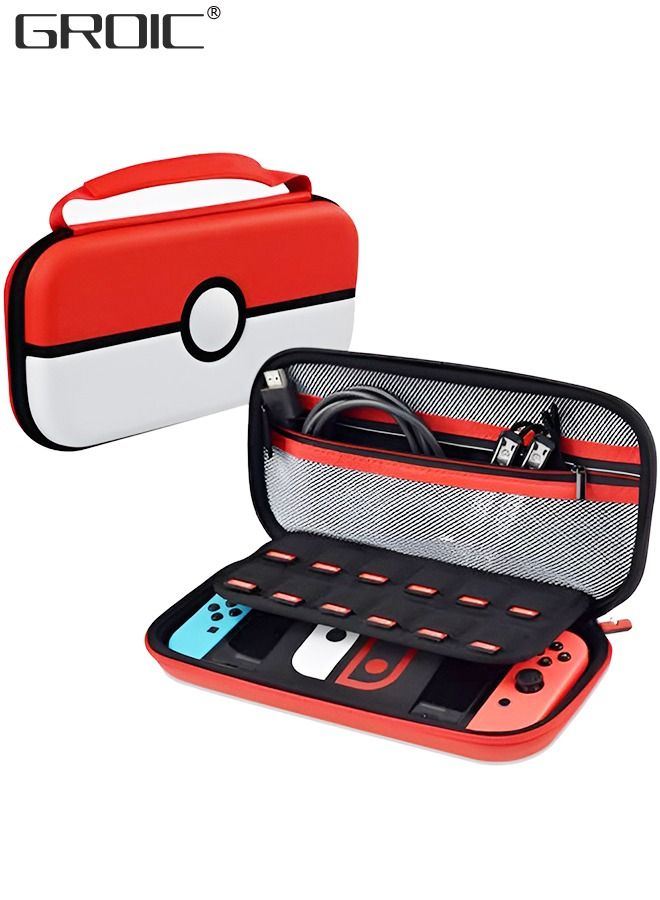 Carrying Case for Nintendo Switch / OLED, Pokemon Cute Travel Case Protective Hard Bag, Deluxe Protective Hard Shell Storage Case with 12 Game Card Slots for Nintendo Switch Console Accessories