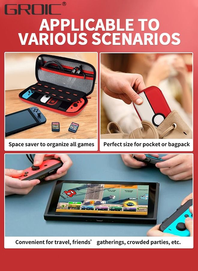 Carrying Case for Nintendo Switch / OLED, Pokemon Cute Travel Case Protective Hard Bag, Deluxe Protective Hard Shell Storage Case with 12 Game Card Slots for Nintendo Switch Console Accessories