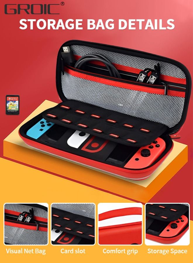 Carrying Case for Nintendo Switch / OLED, Pokemon Cute Travel Case Protective Hard Bag, Deluxe Protective Hard Shell Storage Case with 12 Game Card Slots for Nintendo Switch Console Accessories