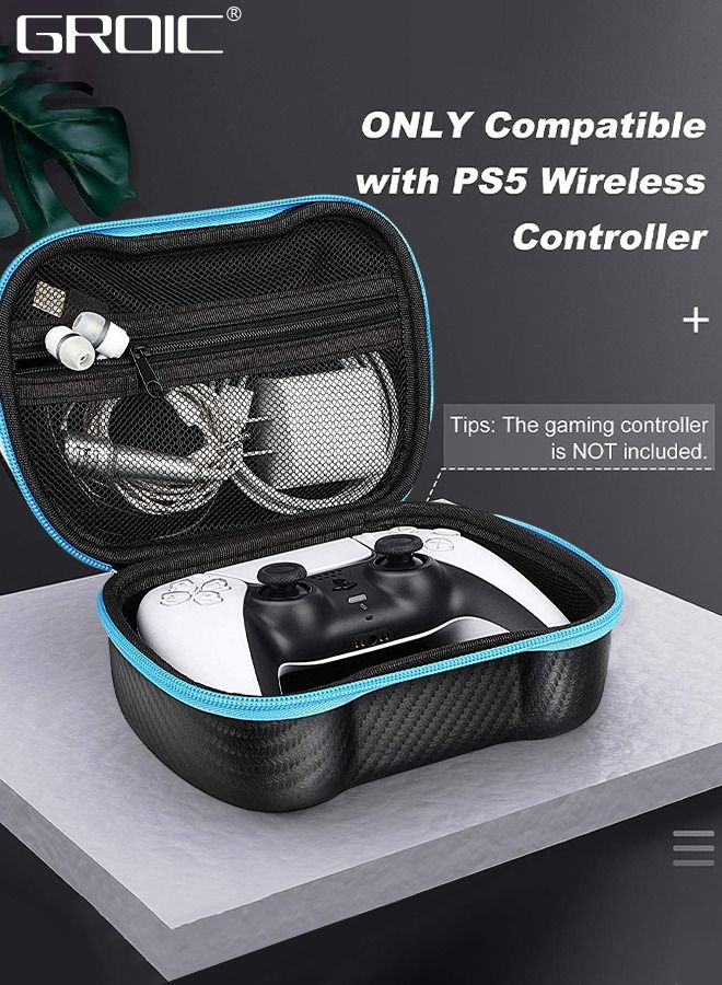 Gaming Controller Case Compatible with PS5 DualSense Controller, Anti-Slip Silicone Skin Protective Cover Case with 4 Thumb Grip Caps, PS5 Controller Travel Cases Protective Cover Storage Carrying Bag