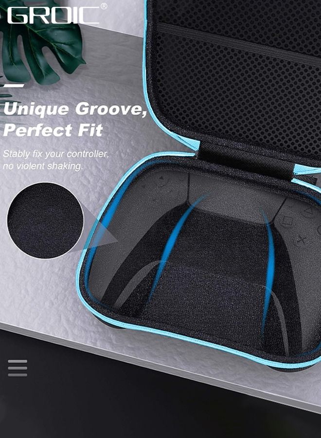 Gaming Controller Case Compatible with PS5 DualSense Controller, Anti-Slip Silicone Skin Protective Cover Case with 4 Thumb Grip Caps, PS5 Controller Travel Cases Protective Cover Storage Carrying Bag