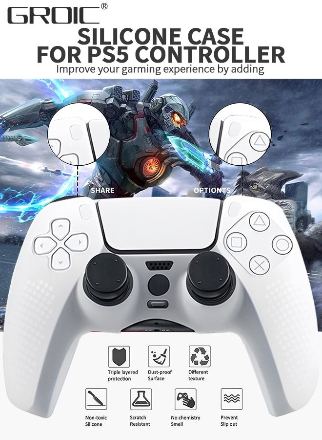 Gaming Controller Case Compatible with PS5 DualSense Controller, Anti-Slip Silicone Skin Protective Cover Case with 4 Thumb Grip Caps, PS5 Controller Travel Cases Protective Cover Storage Carrying Bag