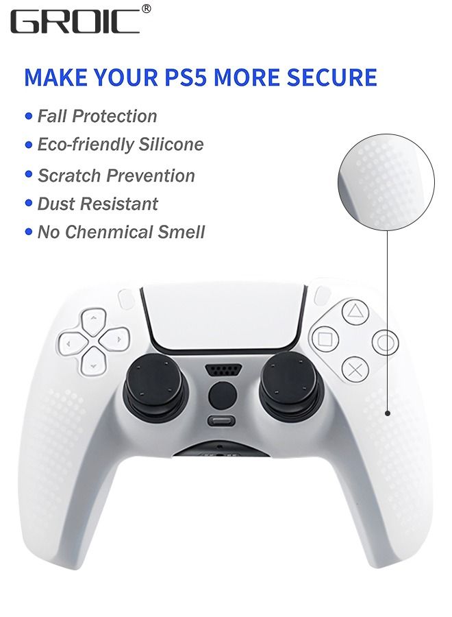 Gaming Controller Case Compatible with PS5 DualSense Controller, Anti-Slip Silicone Skin Protective Cover Case with 4 Thumb Grip Caps, PS5 Controller Travel Cases Protective Cover Storage Carrying Bag