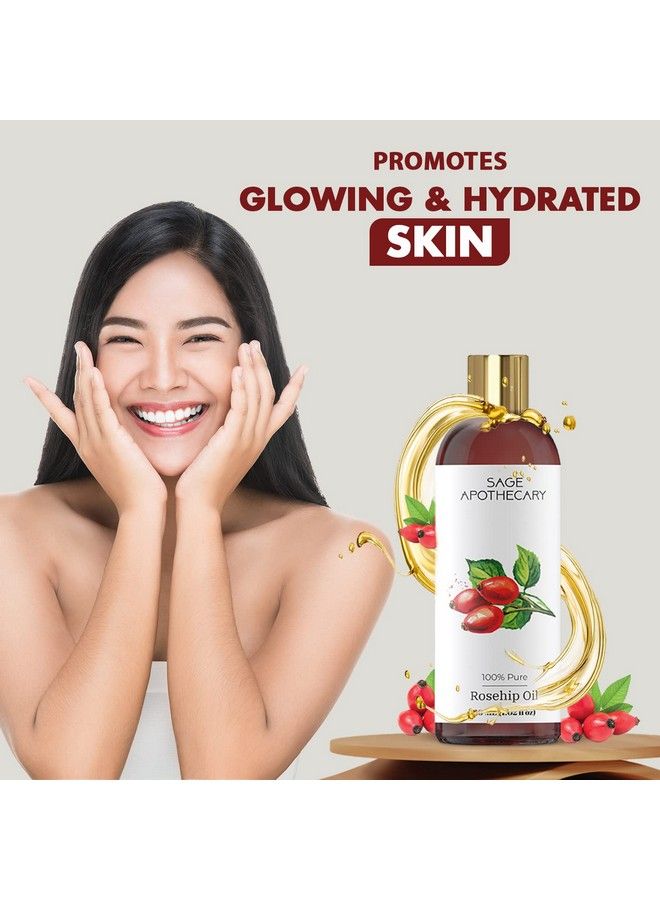 Rosehip Oil Healthier Hair And Glowing Skin ; For Thicker And Brighter Skin ;30 Ml
