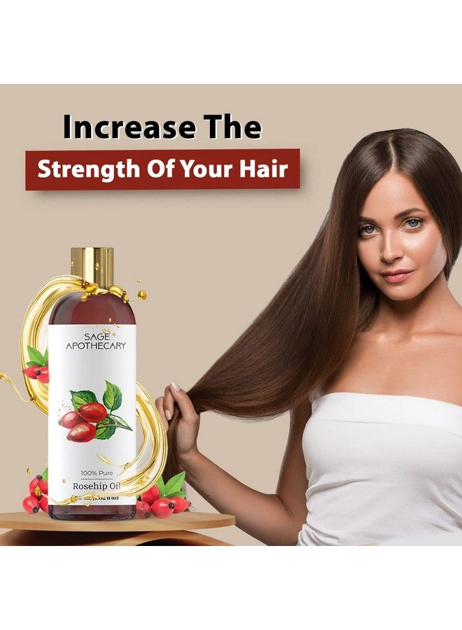 Rosehip Oil Healthier Hair And Glowing Skin ; For Thicker And Brighter Skin ;30 Ml
