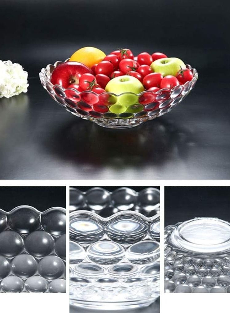 Voidrop Glass Bowl Crystal Design Bowls For Kitchen Home Décor fruit bowl Centerpiece Table Decorations Great For Dining Vegetable Bowls Serving Bowls, Salad Bowl Candy Bowl Fruit Bowl 30 cm