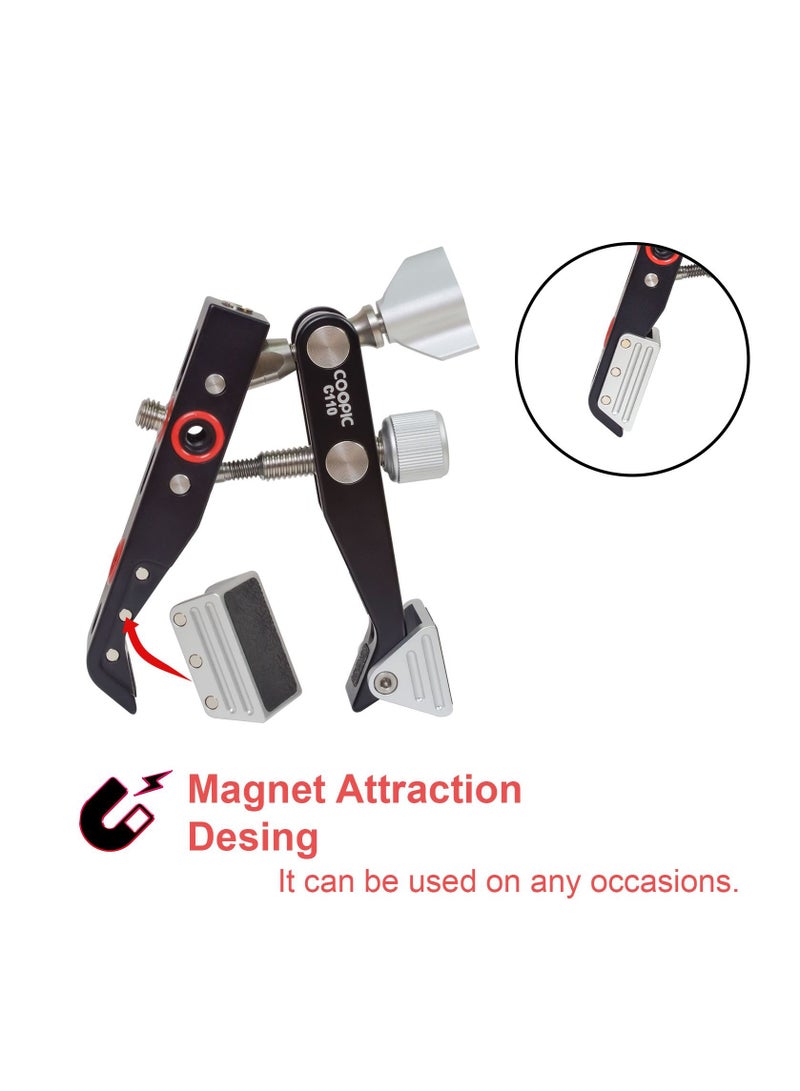COOPIC C110 Heavy duty super clamp, multi-functional camera clamp with 1/4” thread for DSLR camera, Gopro, monitor, led light, etc