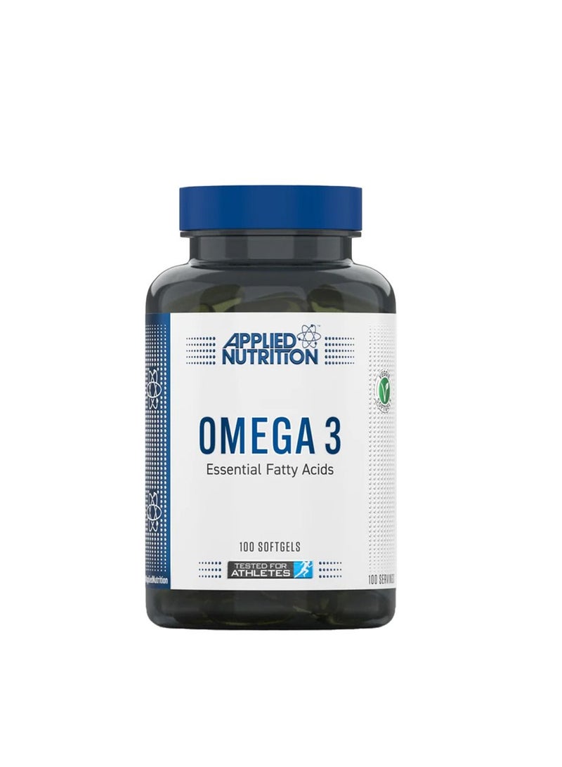 Applied Nutrition Omega 3,Essential Fatty Acids, Support Heart and Brain Health, 100 Softgels