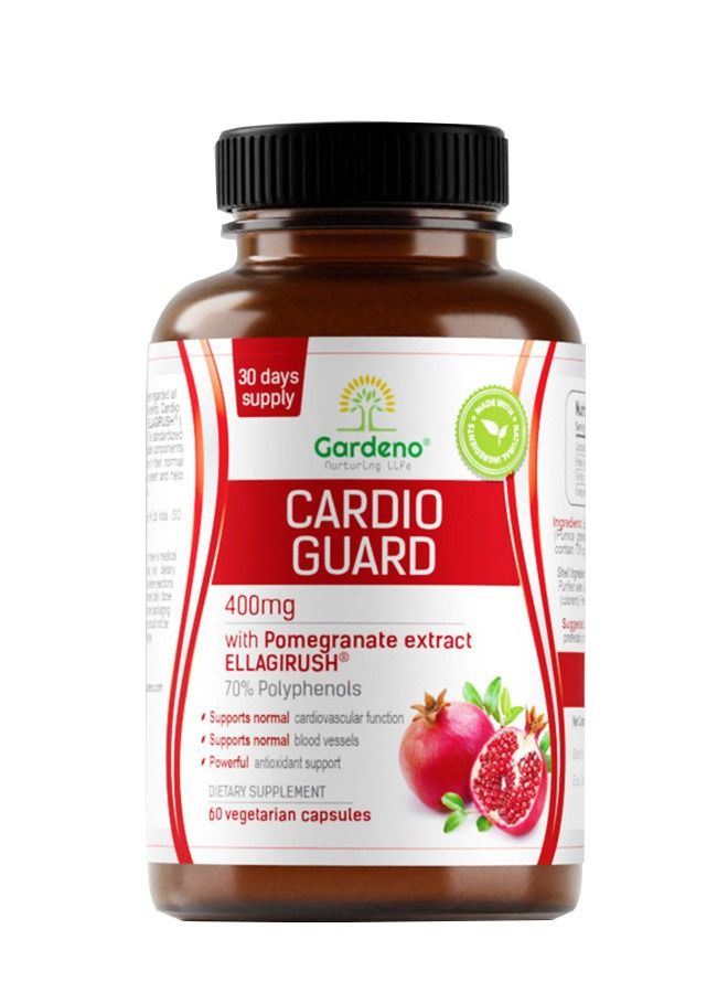 Standardized Pomegranate Full Fruit Extract ELLAGIRUSH| Powerful Cardiovascular Health, Prostate Health & Potent Antioxidant | 60 Veg Capsules