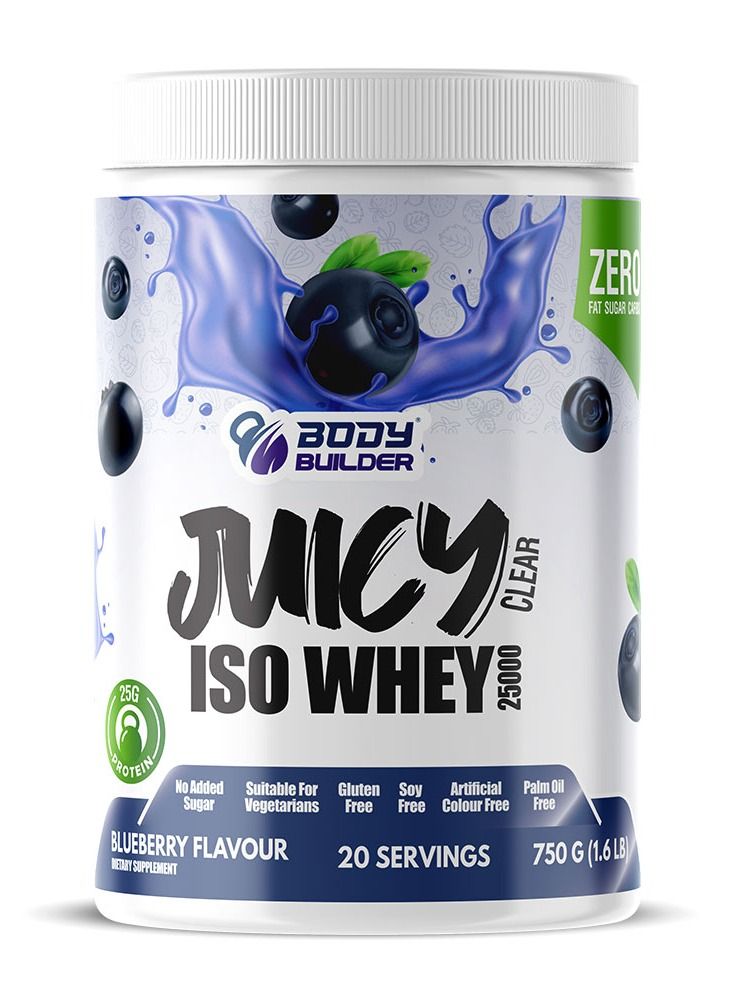 Body Builder Clear Iso Whey Protein, Blueberry Flavor, 1.6 Lbs