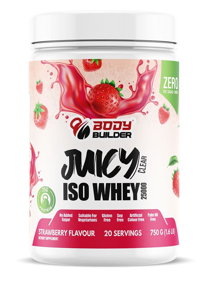Body Builder Clear Isolated Whey Protein Strawberry Flavor,1.6 Lb